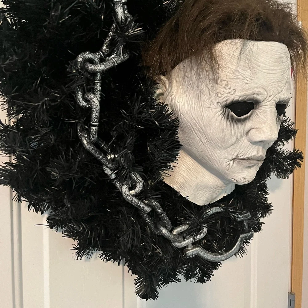 Halloween Wreath Horror Movie Killer Mask Bloody Knife Halloween Horrir Film 24”